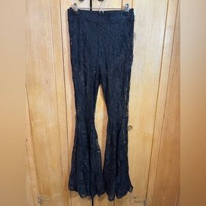 Kill Star Flare Lace High Rise Elastic Waistband Pants